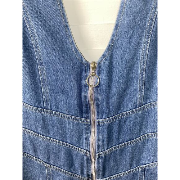 Y2K Blue Denim Jeans One Piece Jumper Pants Suit Women’s S Small 100% Cotton - Picture 4 of 8